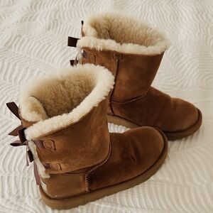 UGG Cream Shearling Boots with Bows
